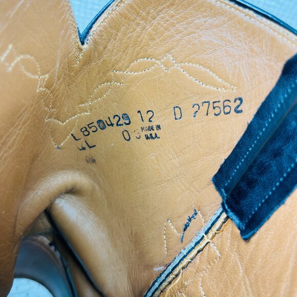 Lucchese Made In USA Vintage L8504 Roper Boots Smooth Black Mens Size 12 D - Picture 9 of 11